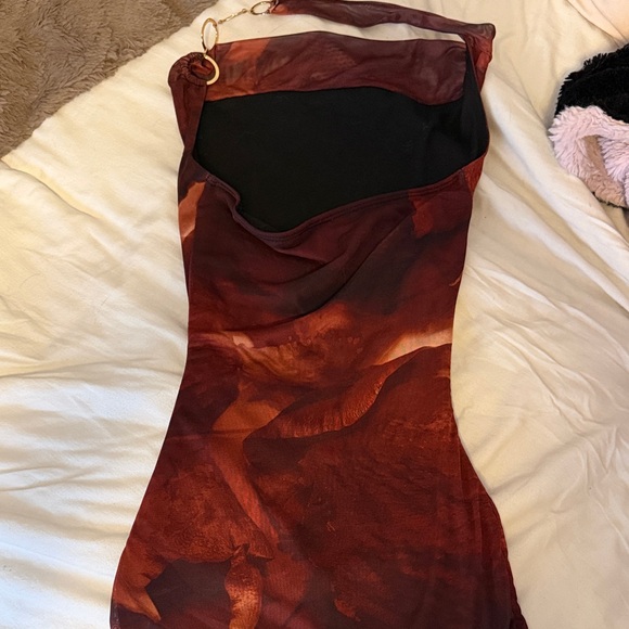 Windsor One Shoulder Brown Dress - Picture 3 of 3